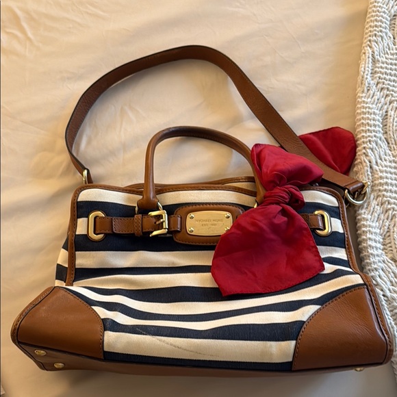 Michael Kors Nautical Striped Leather Handbag - Picture 7 of 8